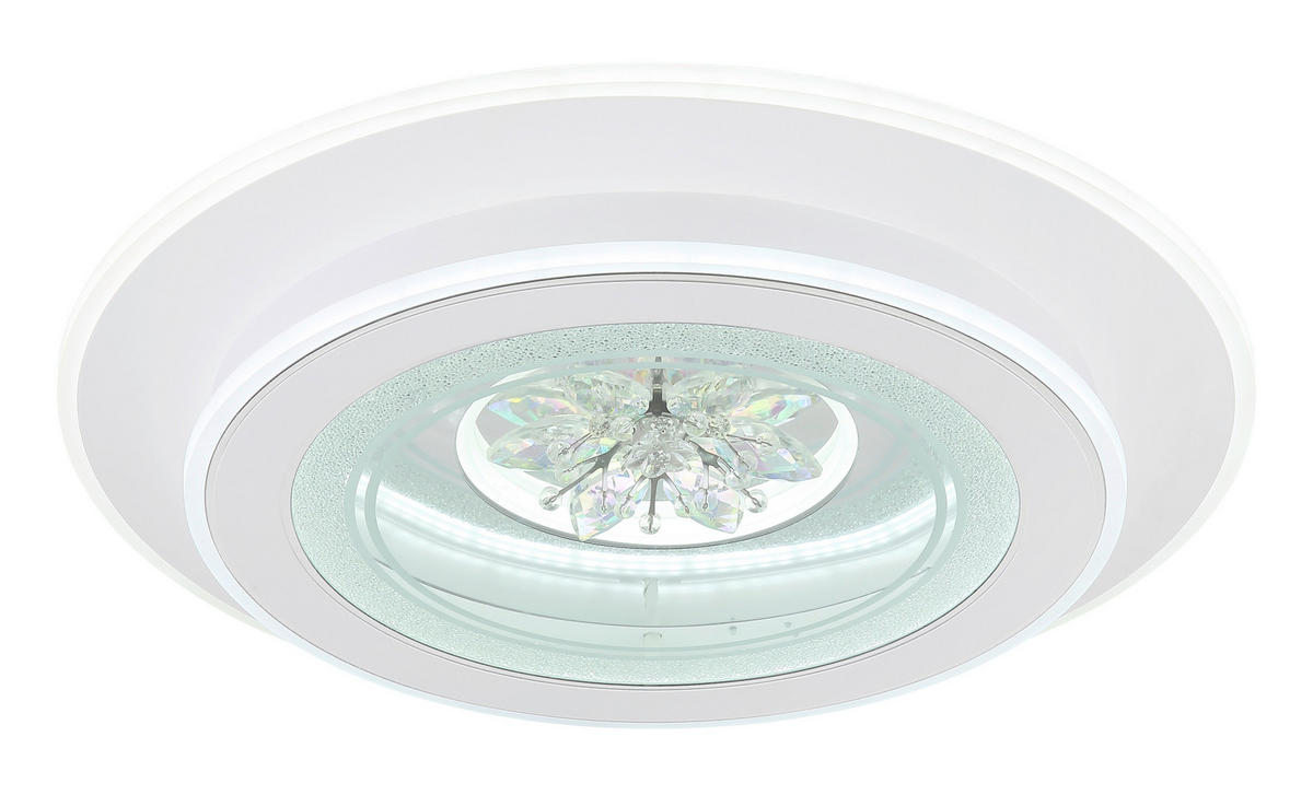 GLOBO LED-Deckenleuchte transparent weiß Opal Metall Kunststoff H/D: ca. 6,5x46 cm BLUMA - weiß/Opal (46,00/6,50cm) - GLOBO