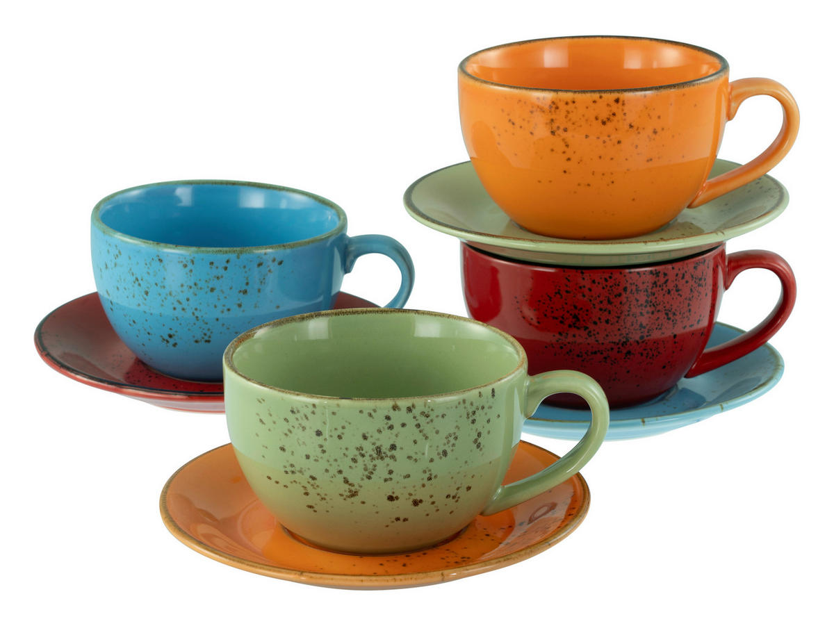 CreaTable Cappuccino-Set Nature Collection Mediterran bunt Steinzeug Nature Collection Mediterran - bunt - CreaTable