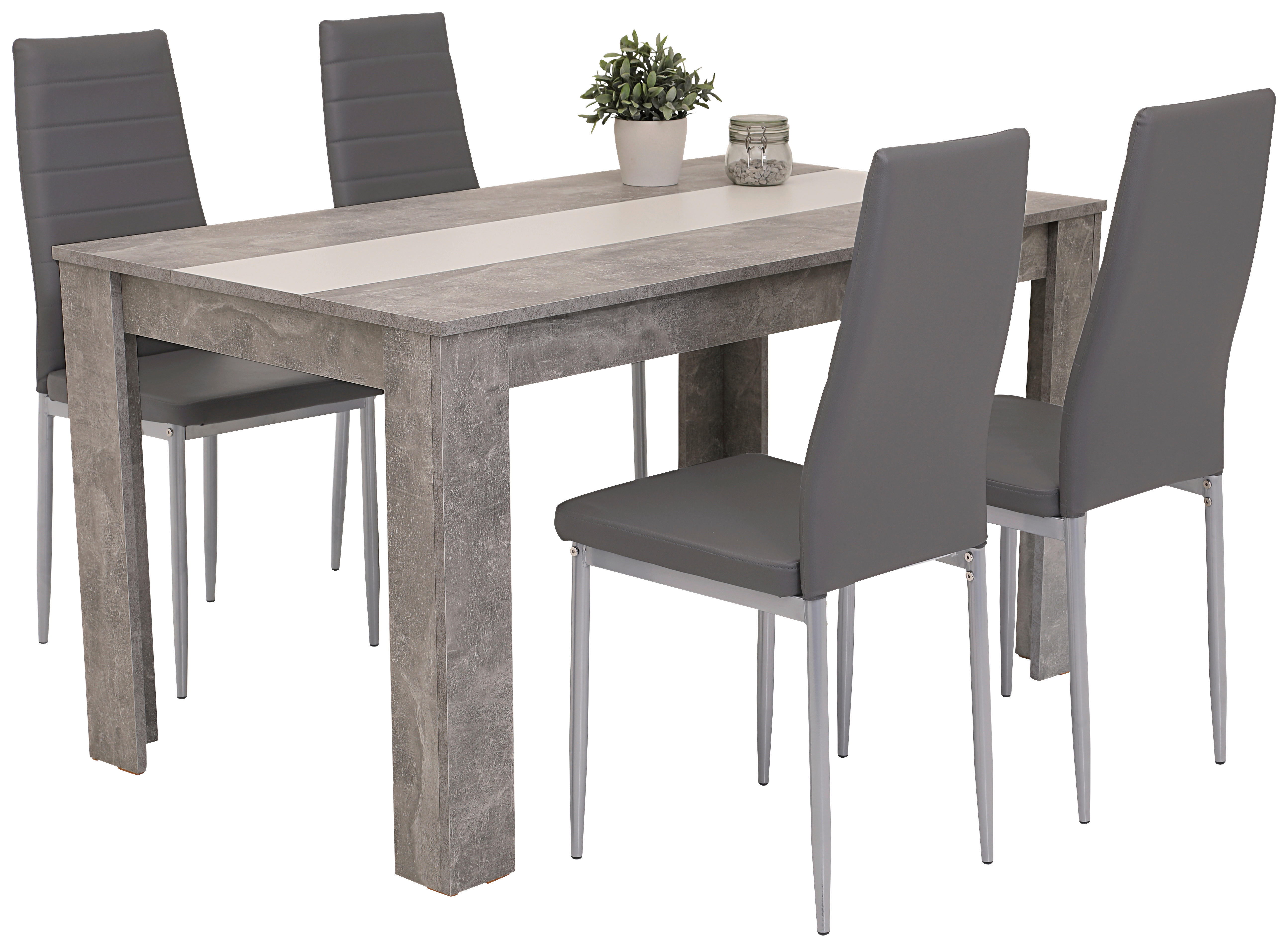 Tischgruppe Helene Beton Optik grau B/H/T: ca. 140x76x80 cm Helene - grau (140,00/76,00/80,00cm)