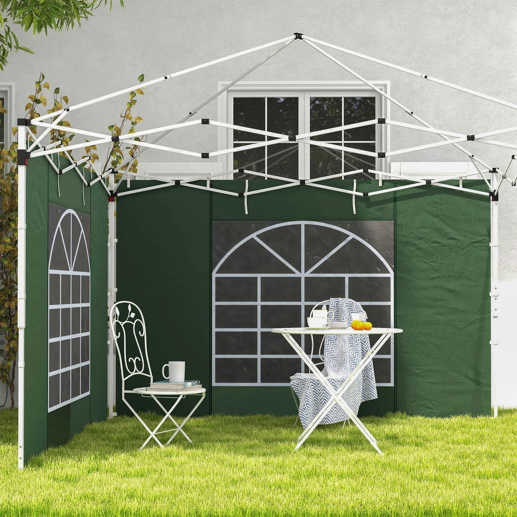 Outsunny Seitenteile für Pavillon grün Polyester B/H/L: ca. 295x195x0,01 cm Seitenteile für Pavillon - grün (0,01/295,00/195,00cm) - Outsunny