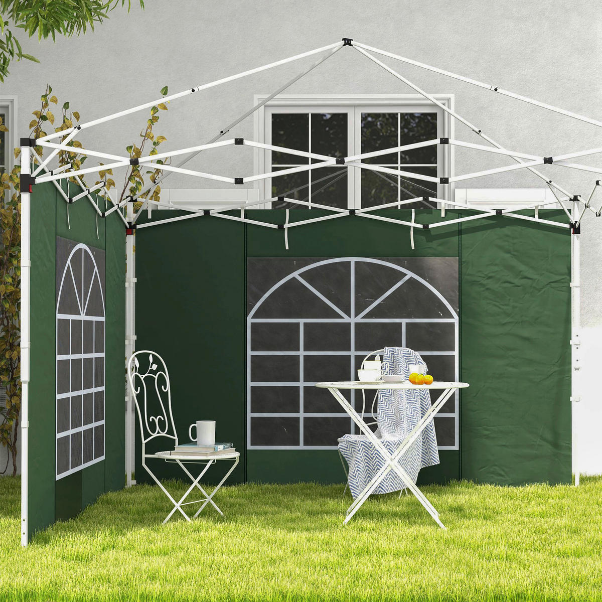 Outsunny Seitenteile für Pavillon grün Polyester B/H/L: ca. 295x195x0,01 cm Seitenteile für Pavillon - grün (0,01/295,00/195,00cm) - Outsunny