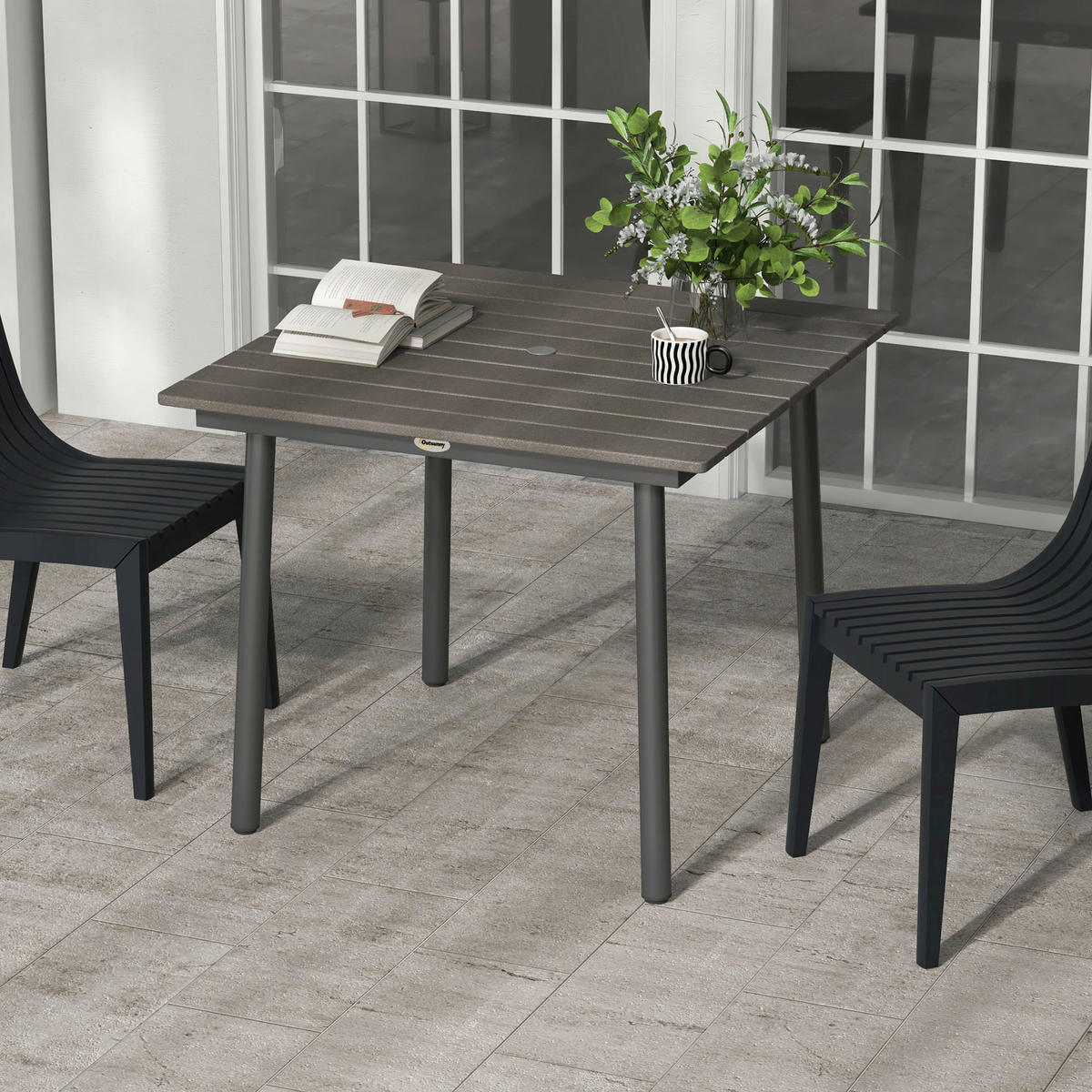 Outsunny Gartentisch dunkelgrau Aluminium B/H/L: ca. 90x75x90 cm Gartentisch - dunkelgrau (90,00/90,00/75,00cm) - Outsunny