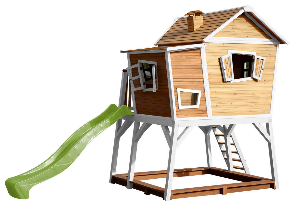 AXI Spielhaus Max braun B/H/L: ca. 432x288x193 cm Max - braun/weiß (193,00/432,00/288,00cm) - AXI