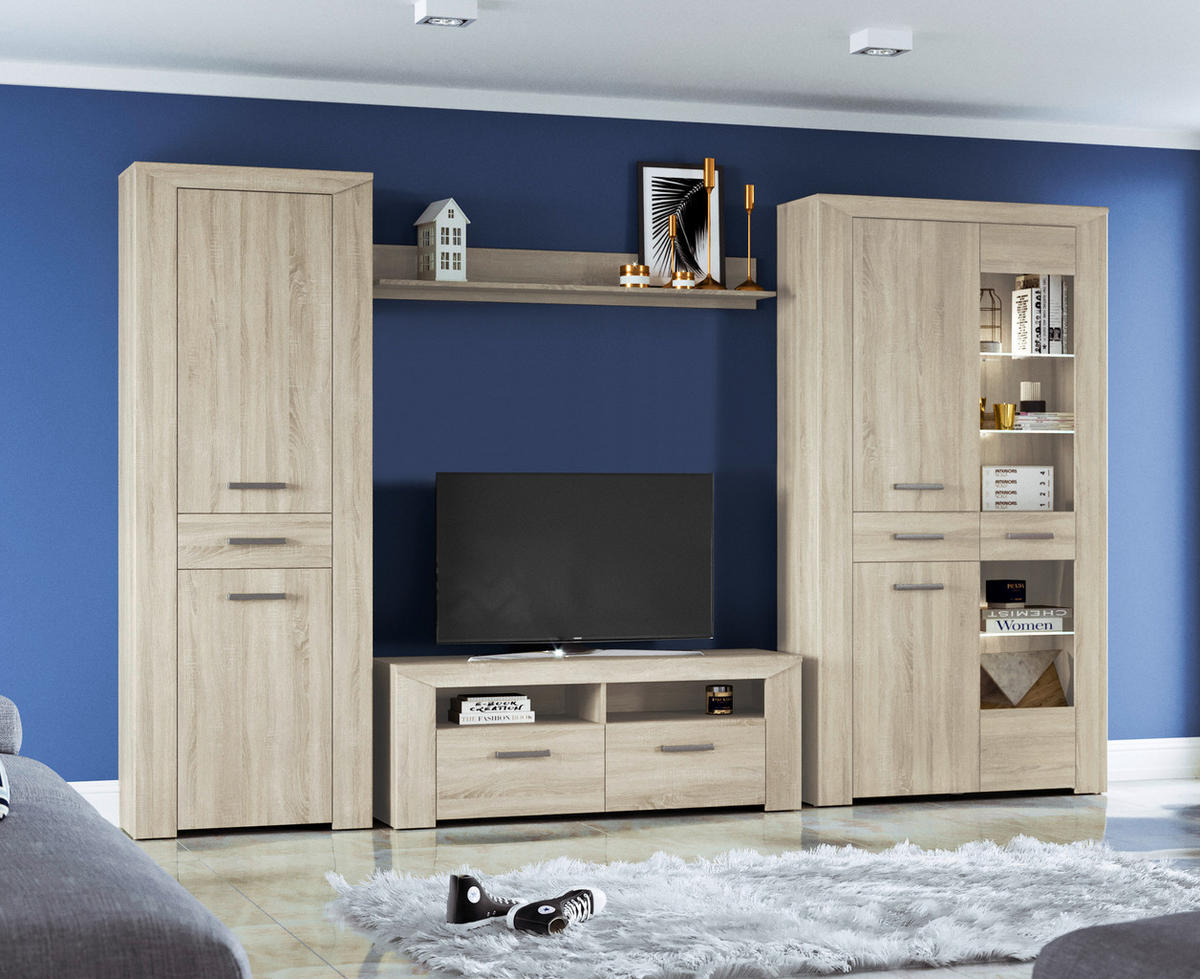 TV-Lowboard Lorenzo Eiche Sonoma Nachbildung B/H/T: ca. 130x49x44 cm Lorenzo - Eiche (130,00/49,00/44,00cm)