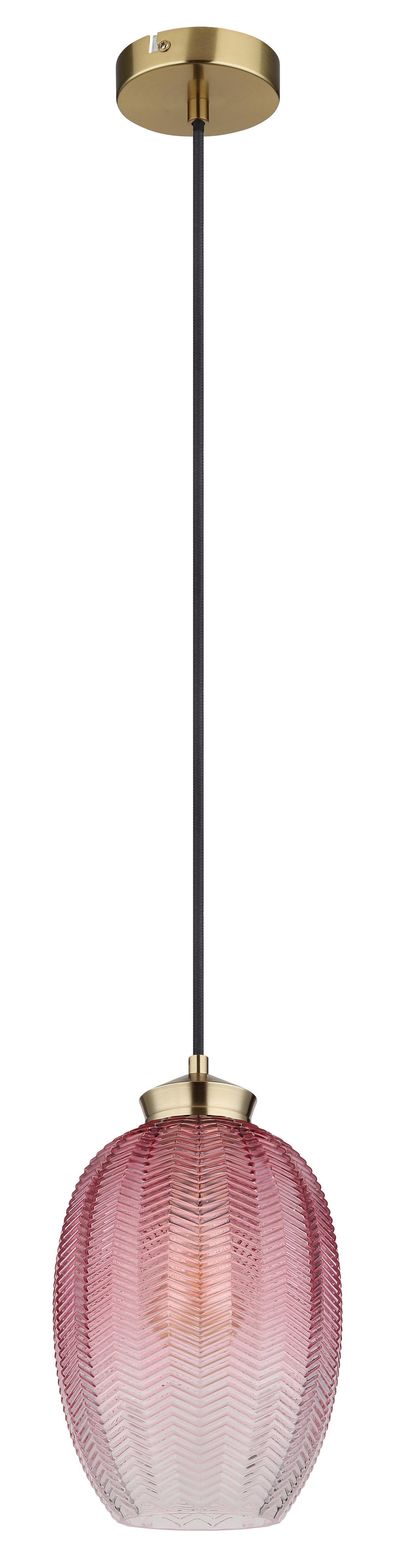 GLOBO Pendelleuchte schwarz gold brombeer Glas Textil Metall H/D: ca. 120x18 cm E27 1 Brennstellen JESSICA - gold/schwarz (18,00/120,00cm) - GLOBO
