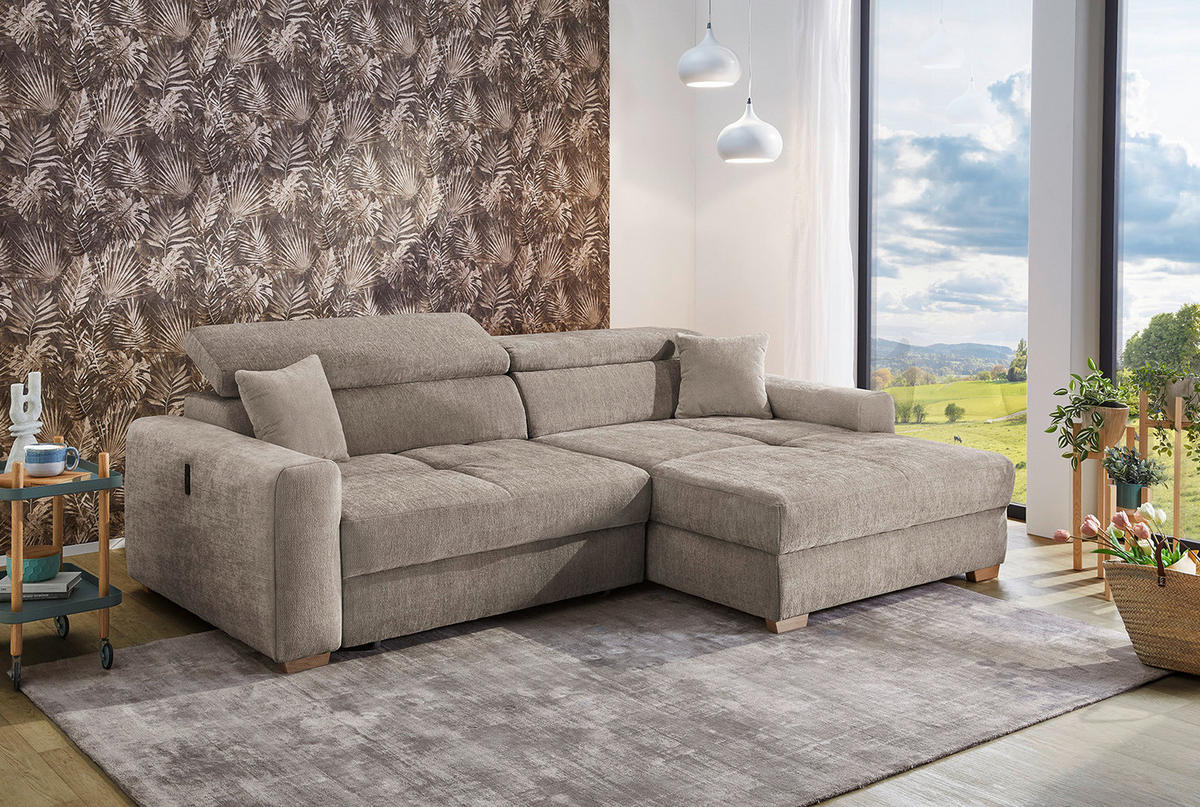 Ecksofa taupe Flachgewebe B/H/T: ca. 277x109x187 cm Slider_Ecksofa - Eiche/taupe (277,00/109,00/187,00cm)