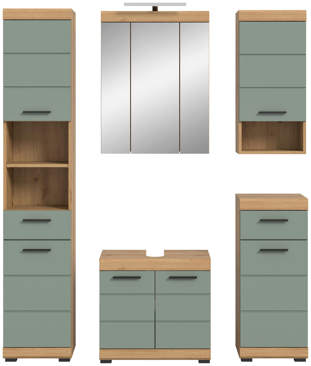 Badezimmer-Set Scout Eiche Artisan Nachbildung salbei Nachbildung B/H/T: ca. 164x191x34 cm Scout - Eiche/salbei (164,00/191,00/34,00cm) - xonox.home