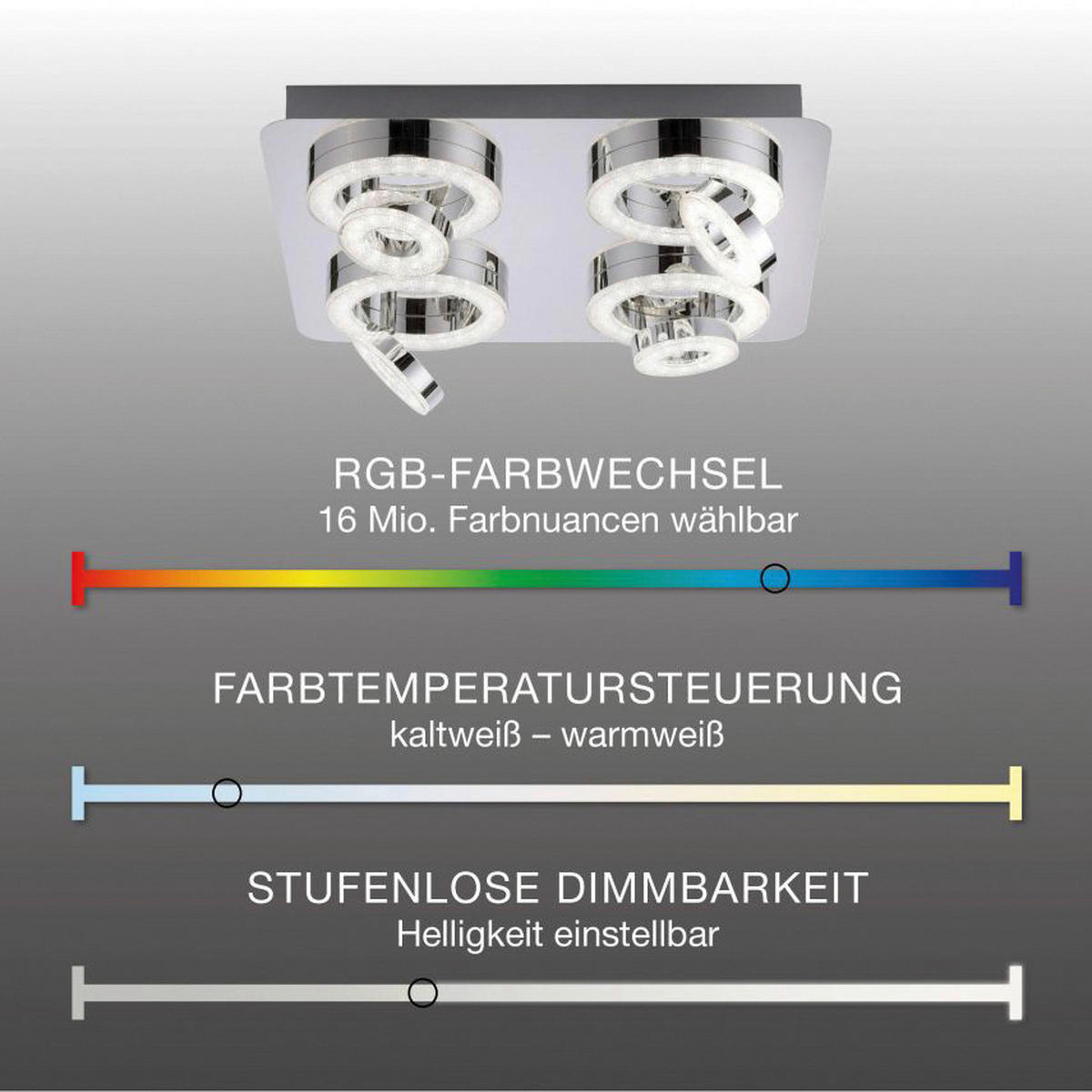 Just Light Smarte Deckenleuchte 14662-17 LED-Deckenleuchte_Tim - (40,00/15,00cm) - Just Light