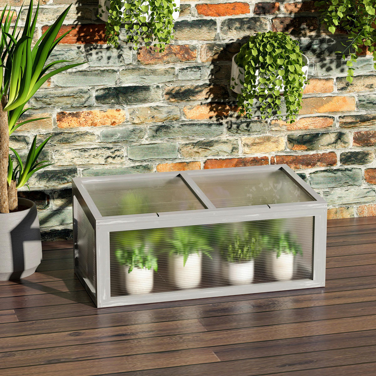 Outsunny Frühbeet B/H/L: ca. 46x40x90 cm Frühbeet - grau (90,00/46,00/40,00cm) - Outsunny