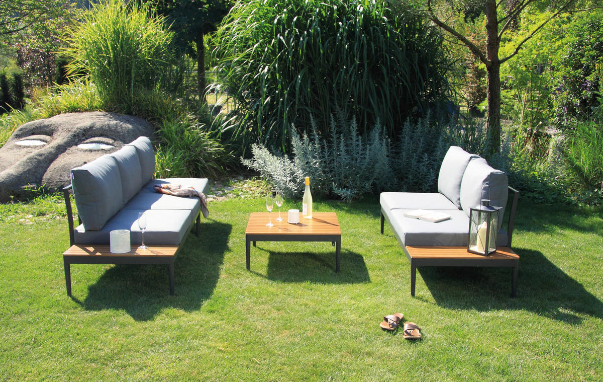 Acamp Loungeset Paros anthrazit Akazie Paros - anthrazit/teak - Acamp