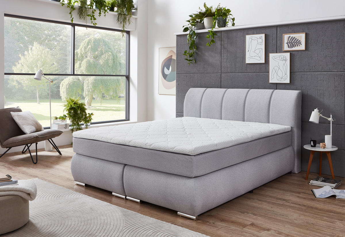 Boxspringbett Graz silber Liegefläche B/L: ca. 180x200 cm Graz - silber (188,00/108,00/218,00cm)