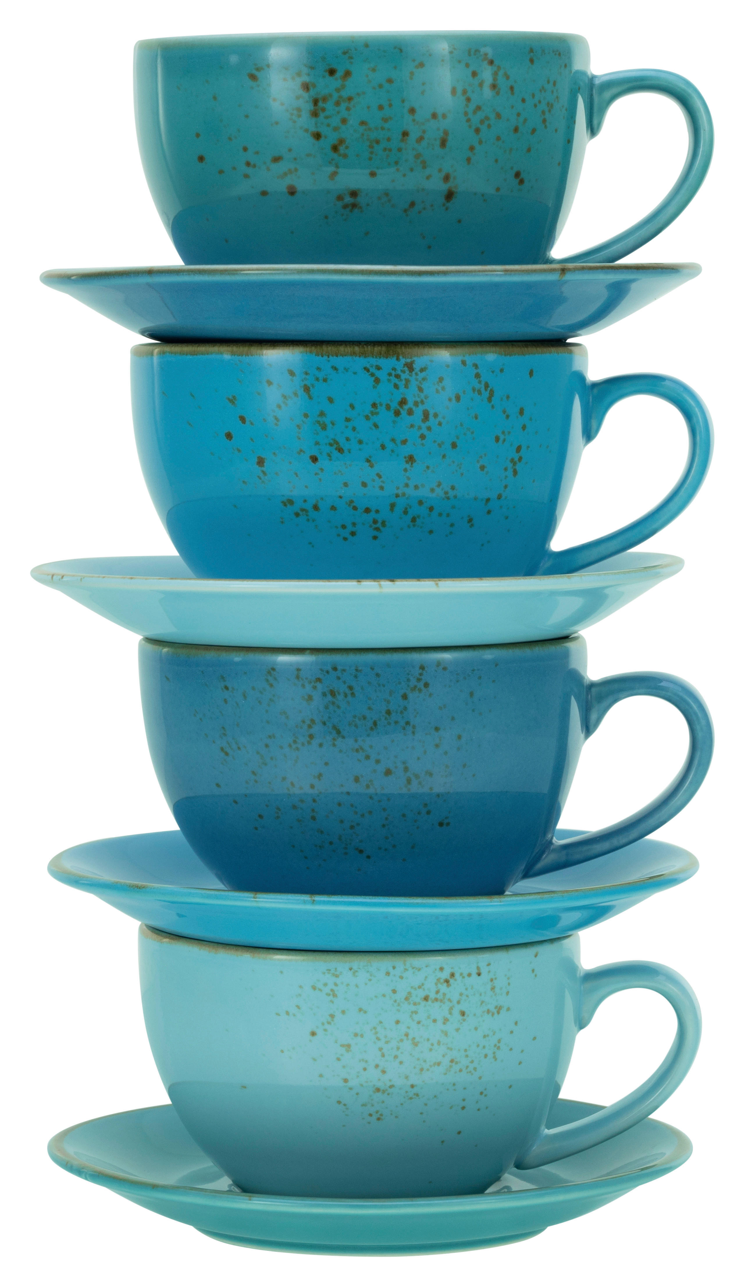 CreaTable Cappuccinotassen-Set Nature Collection AQUA blau Steinzeug 8 tlg. Nature Collection AQUA - blau - CreaTable