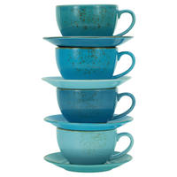 CreaTable Cappuccinotassen-Set Nature Collection AQUA blau Steinzeug 8 tlg. Nature Collection AQUA - blau - CreaTable