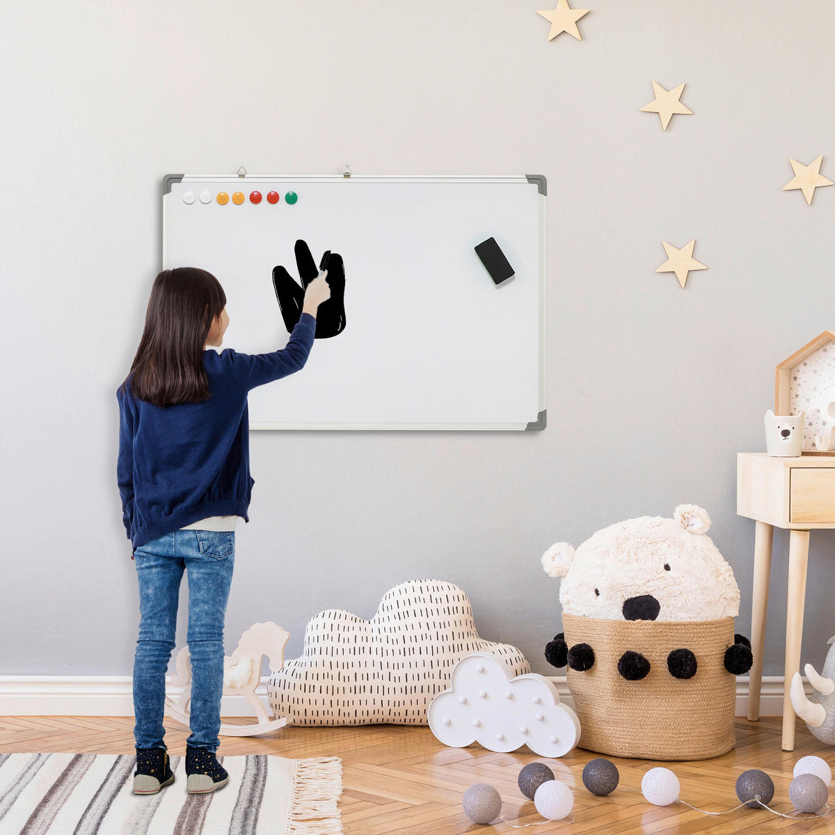 HOMCOM Wandboard Whiteboard - weiß (1,80/60,00/90,00cm) - HOMCOM