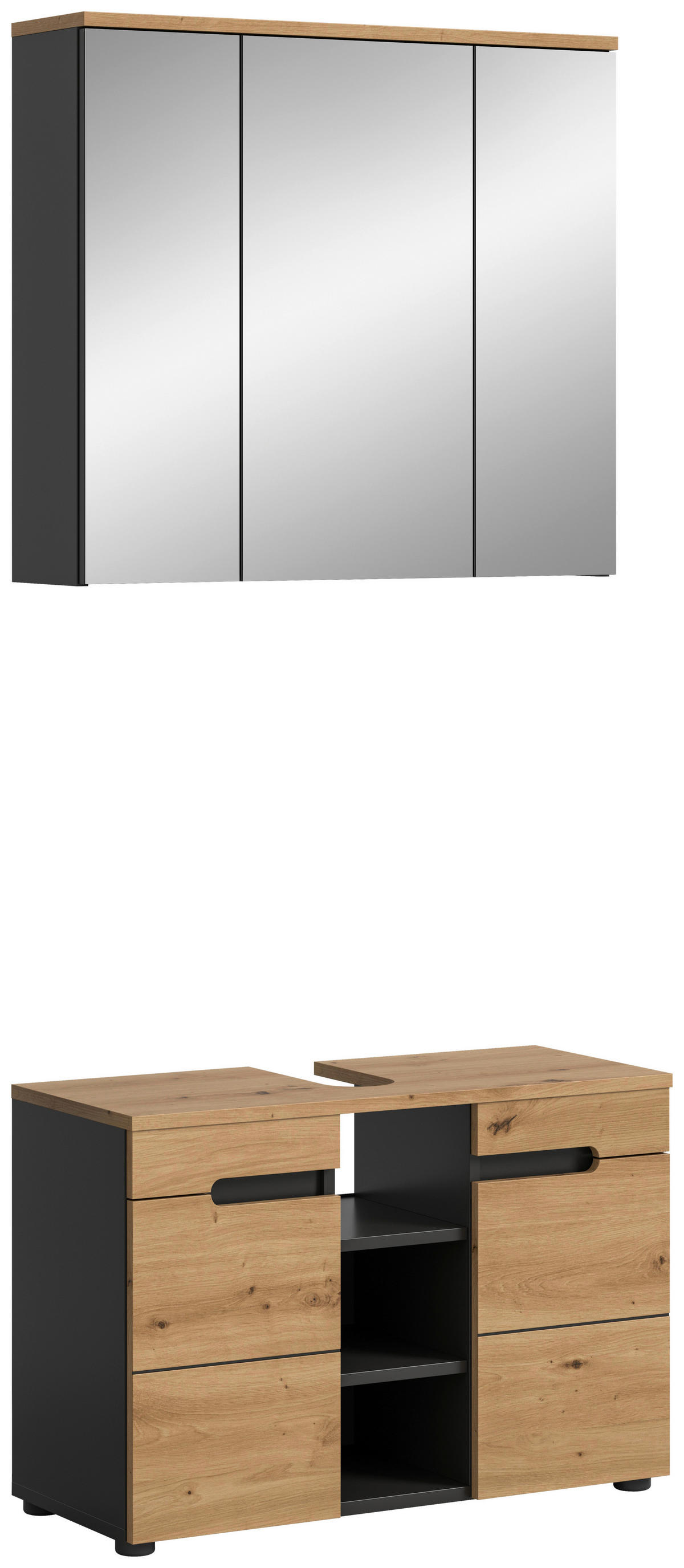 Badezimmer-Set Canu Basalt Eiche Artisan Nachbildung B/H/T: ca. 80x193x34 cm Canu - Eiche/Basalt (80,00/193,00/34,00cm) - xonox.home