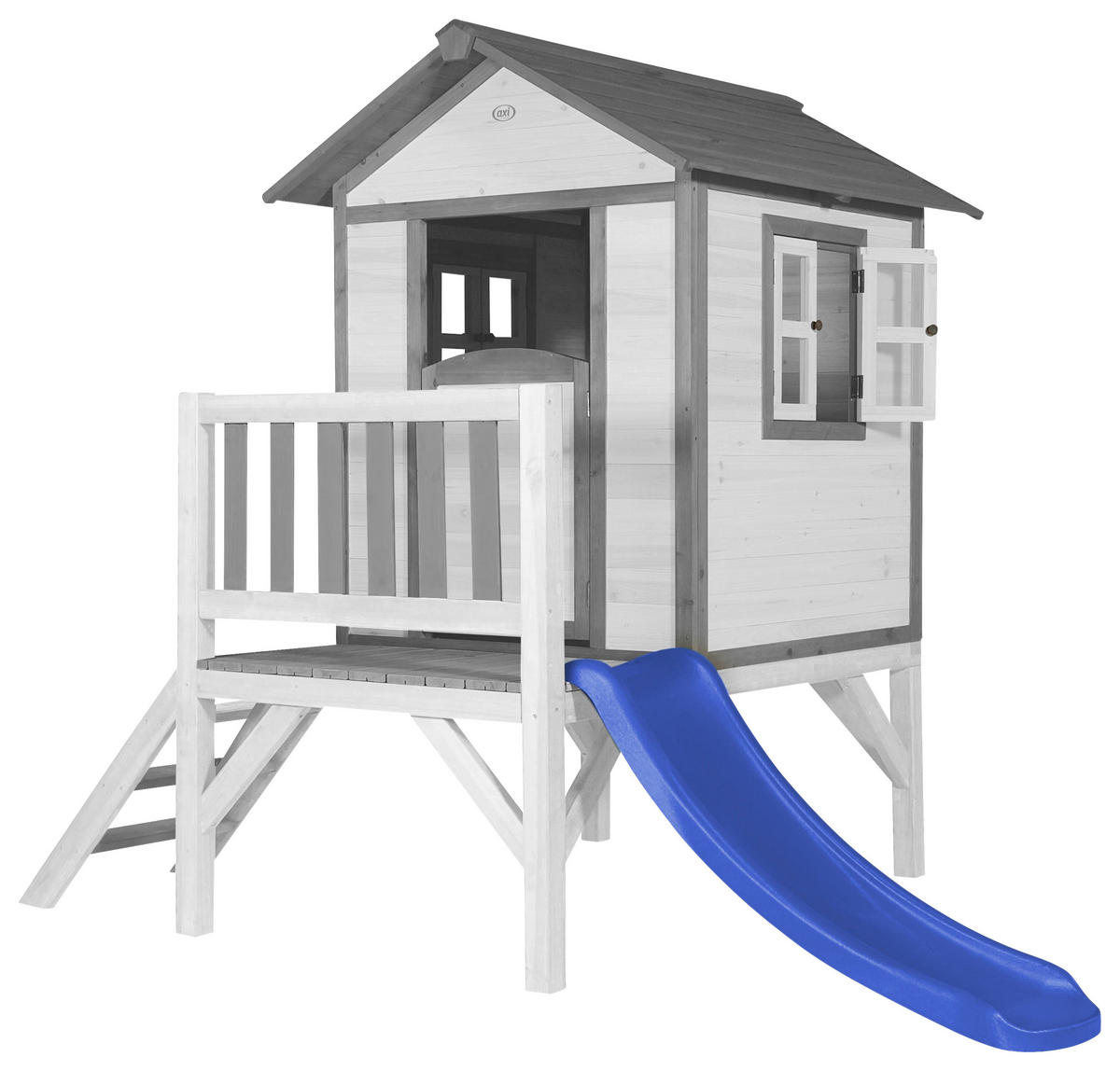 AXI Spielhaus Lodge XL grau B/H/T: ca. 240x189x167 cm Lodge XL - blau/weiß (240,00/189,00/167,00cm) - AXI