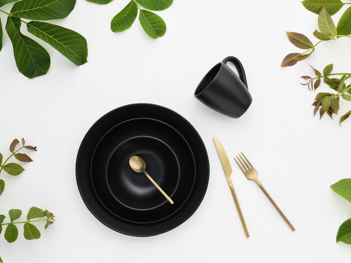 CreaTable Kombiservice Magic Black schwarz Steinzeug 8 tlg. Magic Black - schwarz - CreaTable