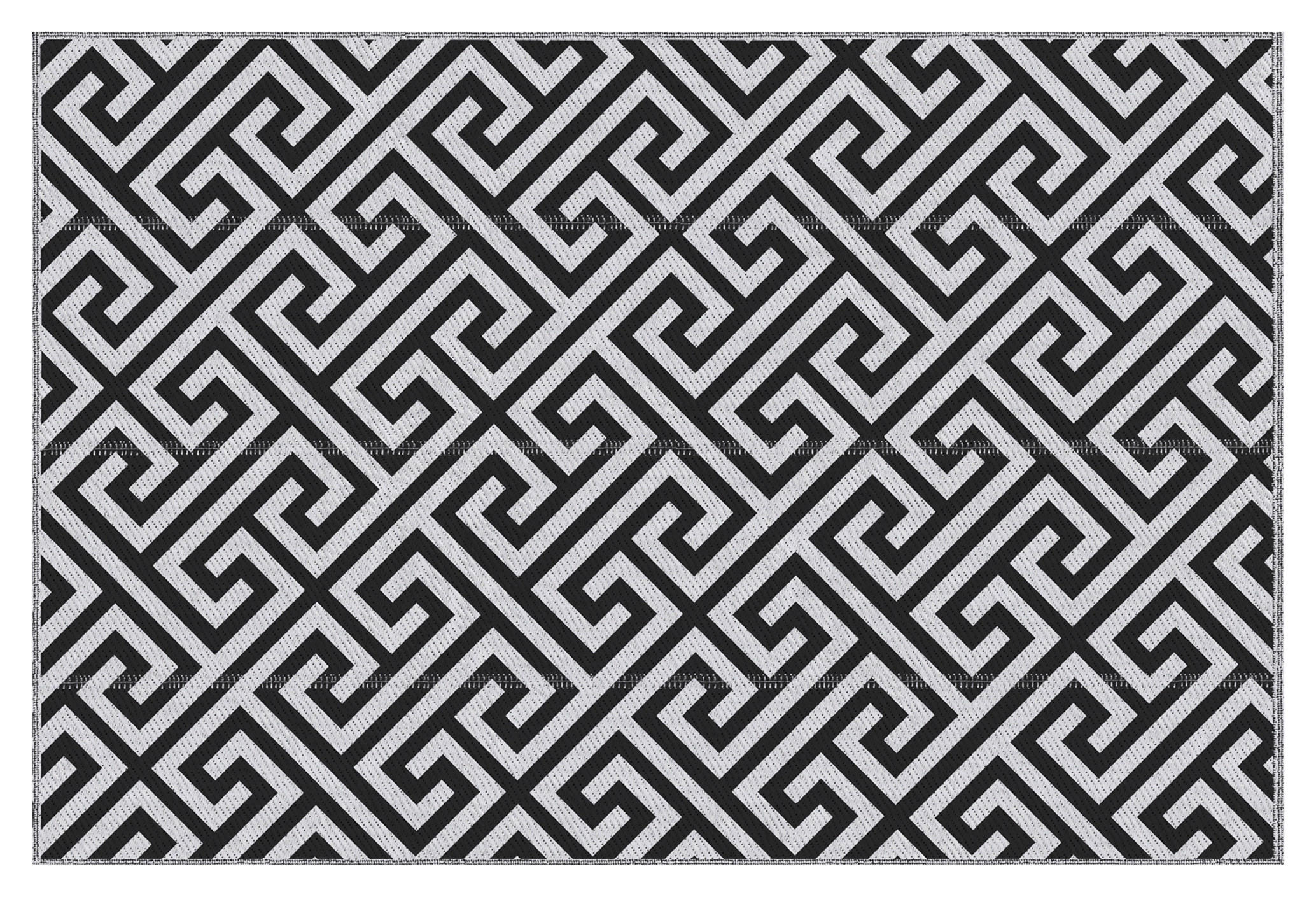 Outsunny Outdoor-Teppich weiß B/H/L: ca. 243x0,3x152 cm Outdoor-Teppich - weiß/schwarz (152,00/243,00/0,30cm) - Outsunny