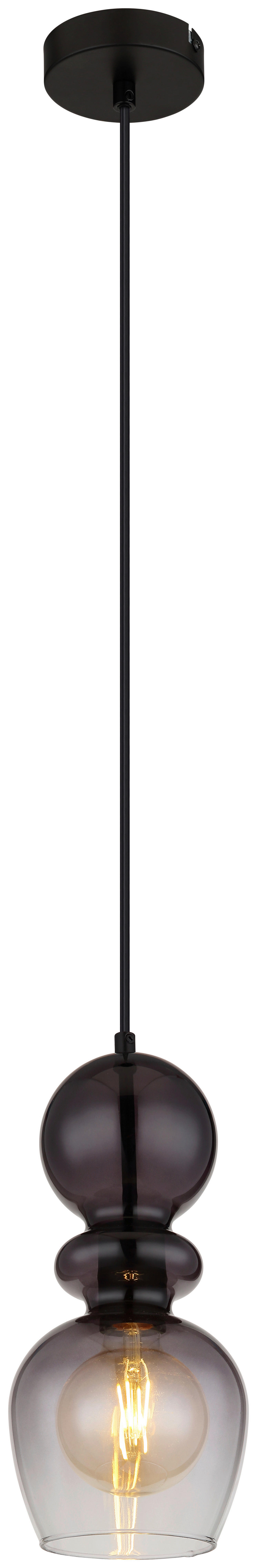 GLOBO Pendelleuchte CLARITY 15174H Rauch schwarz Metall H/D: ca. 150x15 cm E27 1 Brennstellen CLARITY - schwarz/Rauch (15,00/150,00cm) - GLOBO