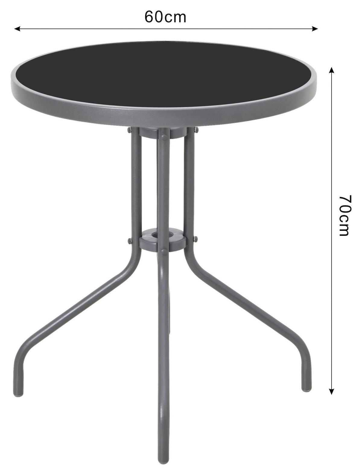 POCOline Gartentisch grau Stahl H/D: ca. 70x60 cm Gartentisch - schwarz/grau (60,00/70,00cm) - POCOline