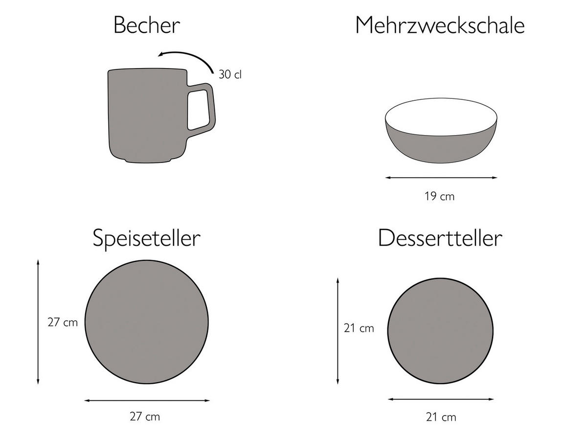 CreaTable Kombiservice Fashion multicolor Keramik 16 tlg. Fashion - multicolor - CreaTable
