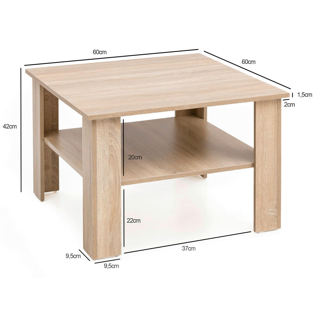 Couchtisch braun B/H/T: ca. 60x42x60 cm Couchtisch - braun (60,00/42,00/60,00cm) - Wohnling