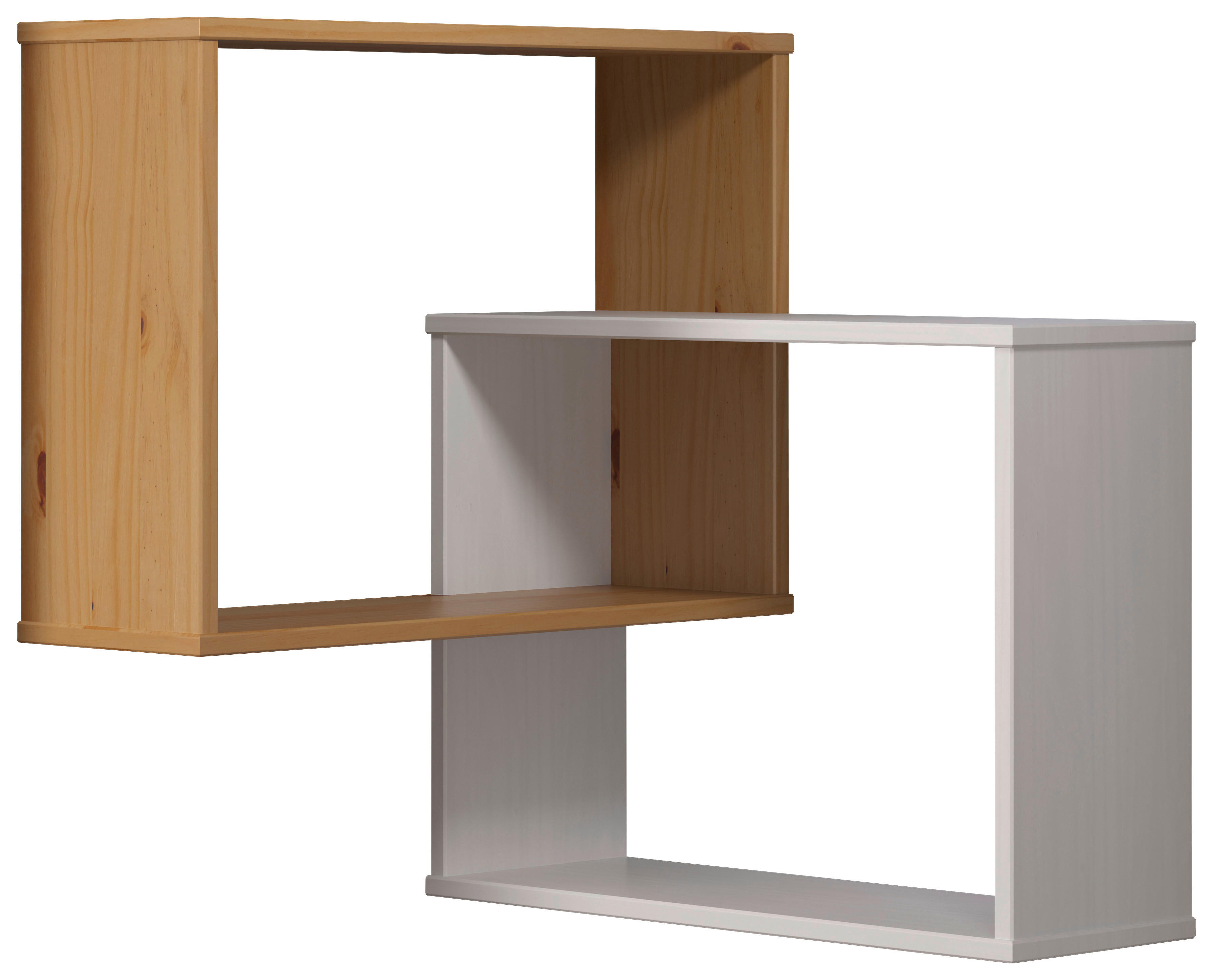 Wandregal Mestre weiß lackiert Optik honig lackiert Optik B/H/T: ca. 60x66x20 cm Mestre - weiß/honig (60,00/66,00/20,00cm)