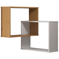 Wandregal Mestre weiß lackiert Optik honig lackiert Optik B/H/T: ca. 60x66x20 cm Mestre - weiß/honig (60,00/66,00/20,00cm)