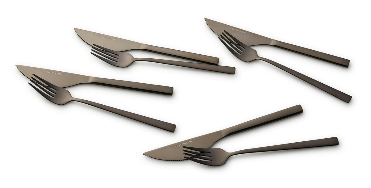 ECHTWERK Besteckset schwarz Edelstahl 8 tlg. Pizzabesteckset_8tlg. - schwarz (28,00/26,20/2,50cm) - ECHTWERK