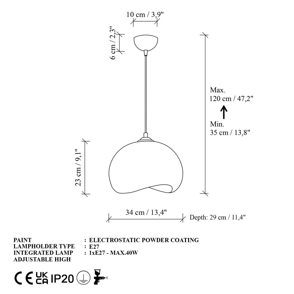 Opviq Pendelleuchte schwarz Polyester-Mischgewebe Metall B/H/L: ca. 29x120x34 cm E27 1 Brennstellen Yontu - 15850 - A - schwarz (34,00/29,00/120,00cm) - Opviq
