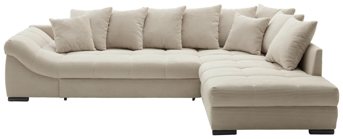 Ecksofa Pietro II natur Microfaser B/H/T: ca. 303x88x202 cm Pietro II - natur/schwarz (303,00/88,00/202,00cm)