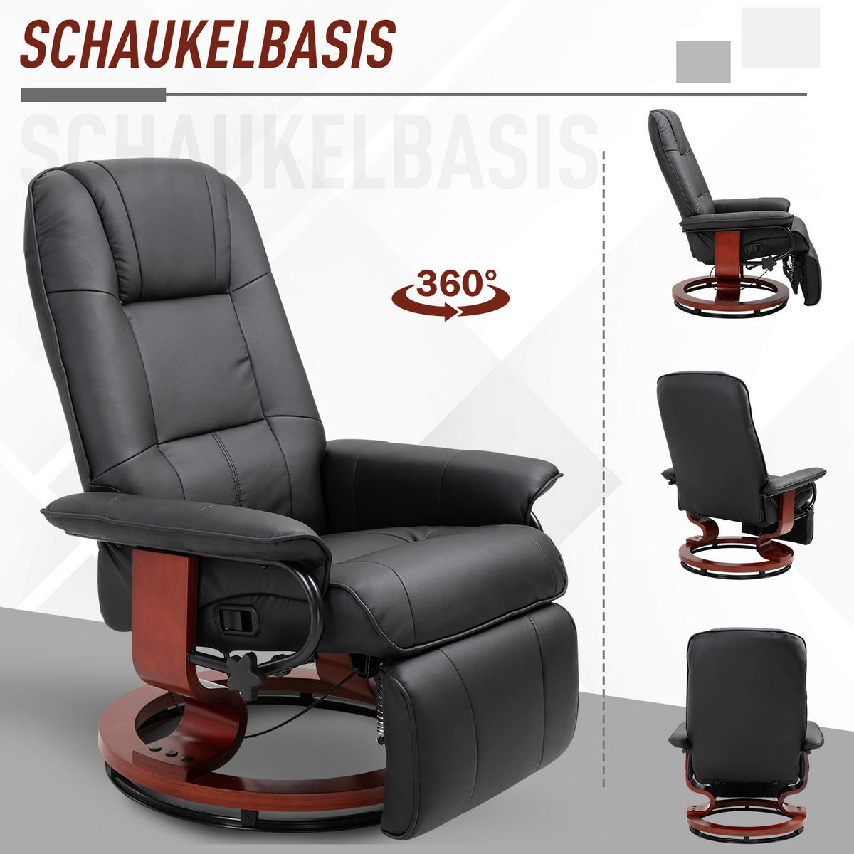 Sessel 833-621 schwarz B/H/T: ca. 78x100x87 cm 833-621 - schwarz (78,00/100,00/87,00cm) - HOMCOM