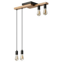 Lamkur Pendelleuchte weiß Holz B/H/L: ca. 20x86x64 cm E27 4 Brennstellen CORTINA - weiß (64,00/20,00/86,00cm) - Lamkur