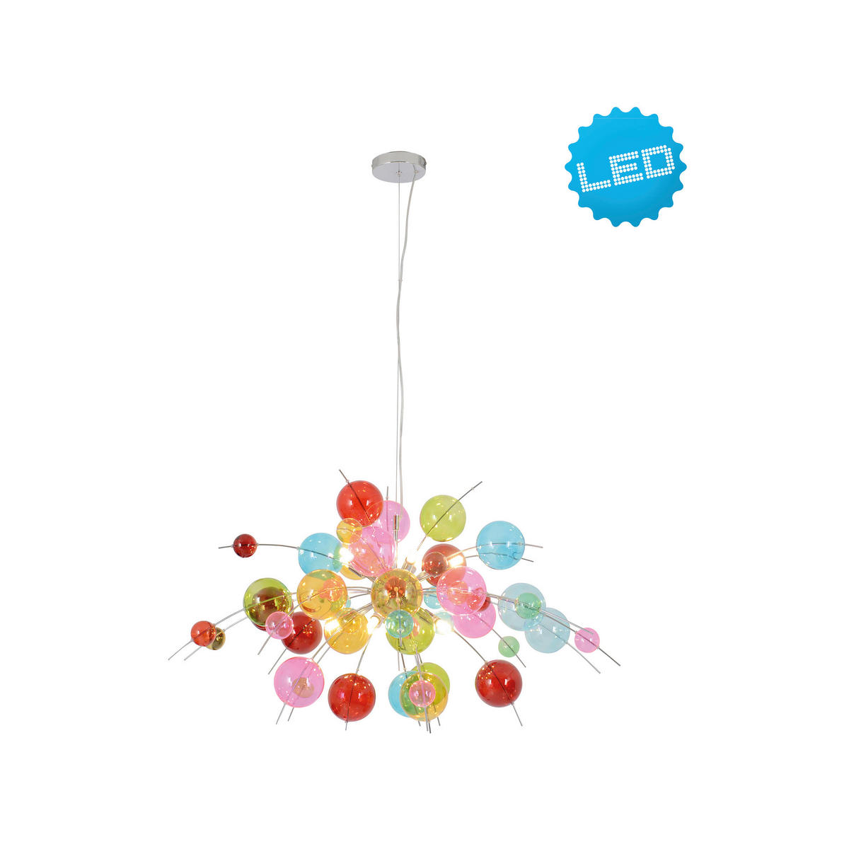 Näve Leuchten Pendelleuchte bunt Metall Glas B/H/T/D: ca. 98x187x98x98 cm G9 10 Brennstellen EXPLOSION - bunt (98,00/187,00/98,00cm) - Näve Leuchten