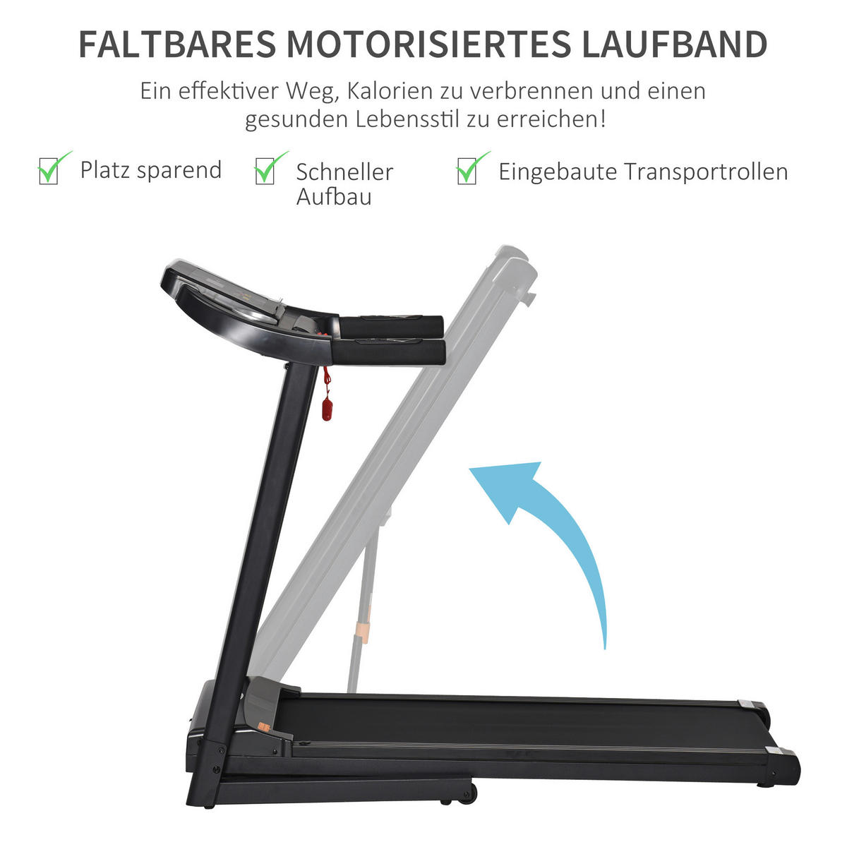 HOMCOM Fitness-Zubehör grau Polypropylen B/H/L: ca. 60x134x118 cm Laufband - schwarz/grau (118,00/60,00/134,00cm) - HOMCOM