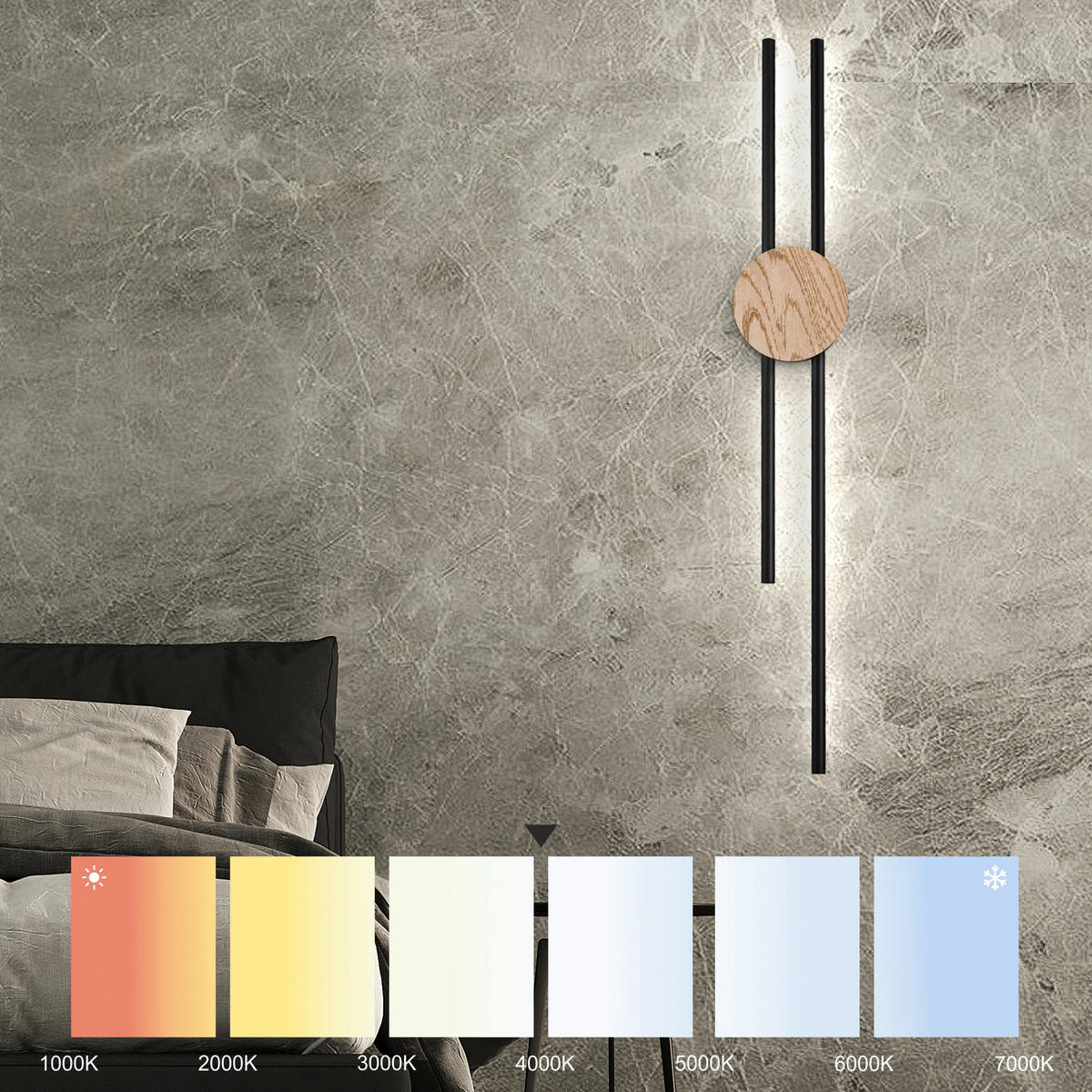Lamkur LED-Wandleuchte Chrom PVC Stahl B/H/L: ca. 12x80x12 cm Longo - Chrom (12,00/12,00/80,00cm) - Lamkur
