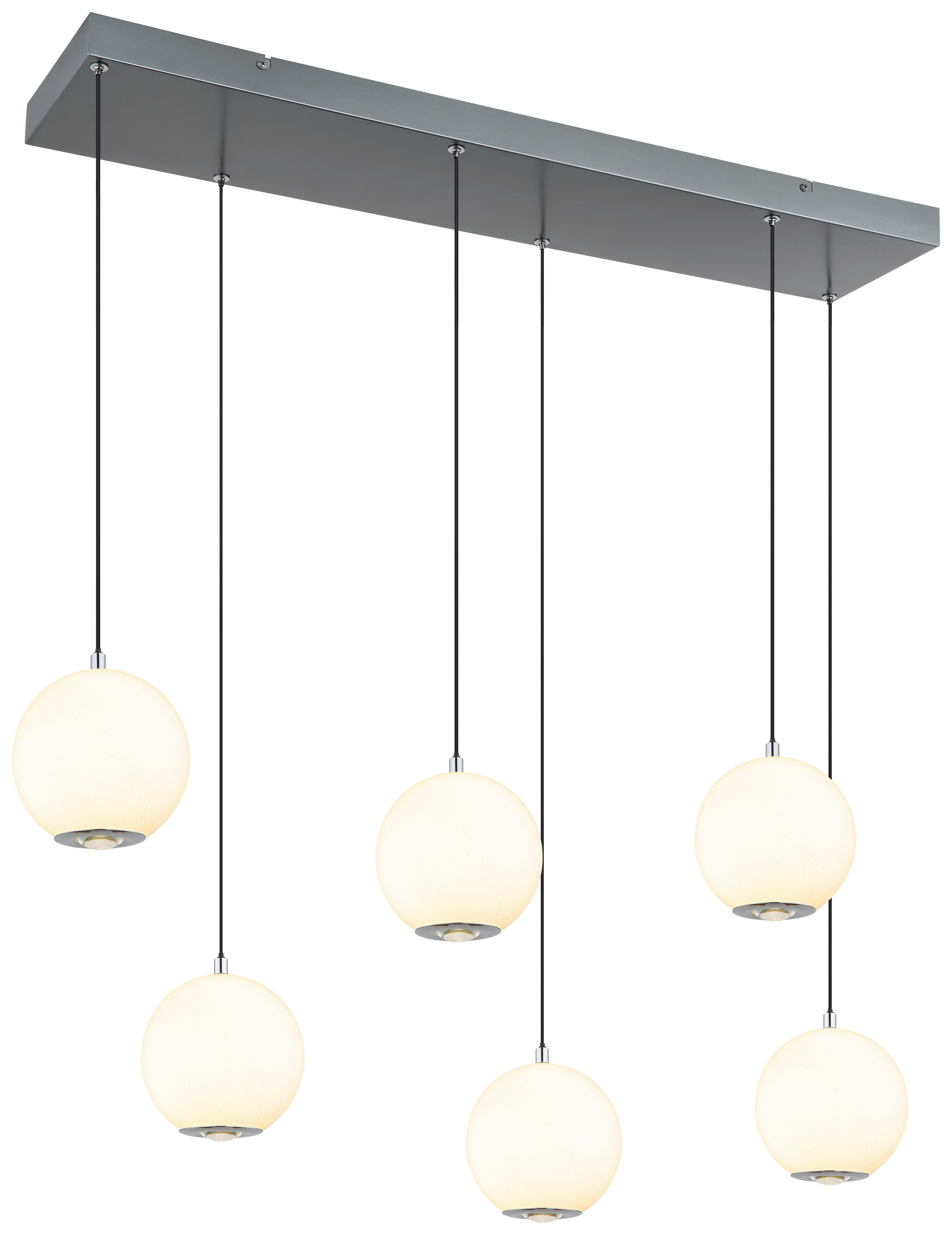 GLOBO Pendelleuchte grau Opal Glas Metall B/H/T/L: ca. 30x150x97,5x97,5 cm 1.0 Brennstellen Simmons - Opal/grau (97,50/30,00/150,00cm) - GLOBO