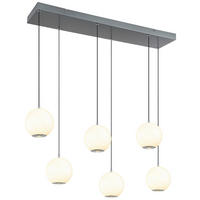 GLOBO Pendelleuchte grau Opal Glas Metall B/H/T/L: ca. 30x150x97,5x97,5 cm 1.0 Brennstellen Simmons - Opal/grau (97,50/30,00/150,00cm) - GLOBO