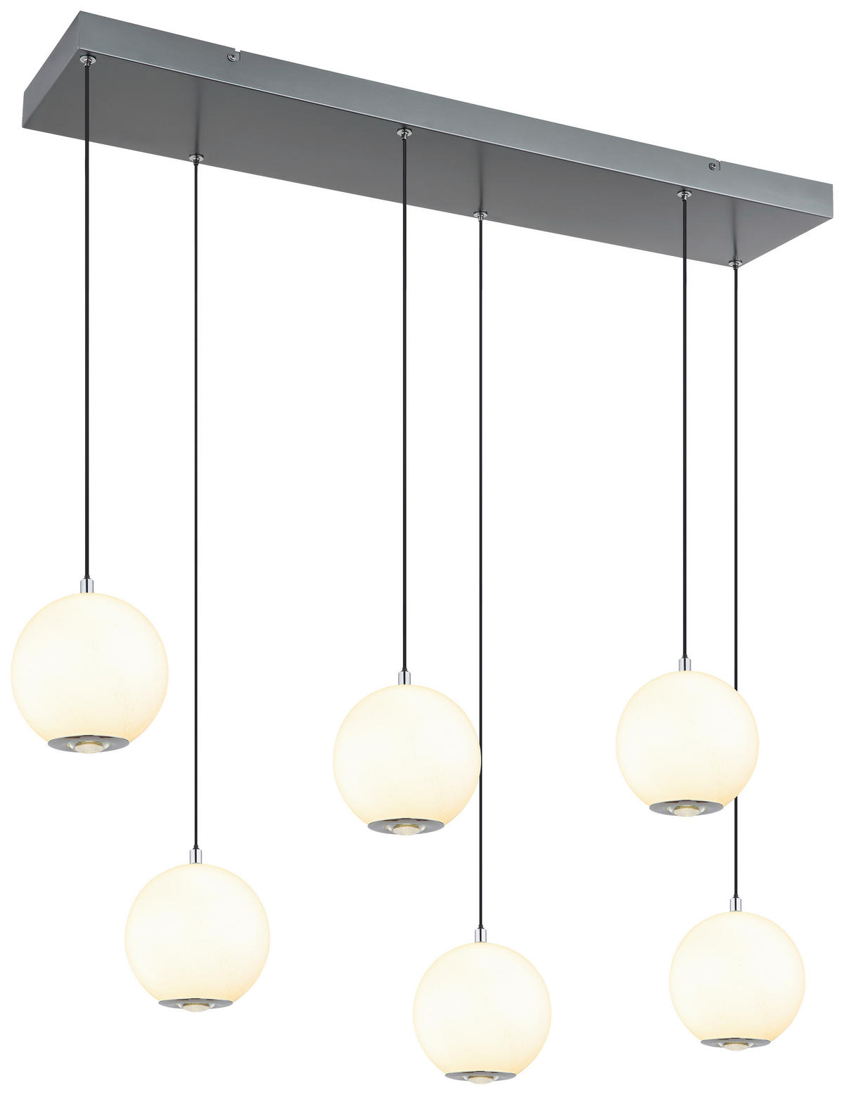 GLOBO Pendelleuchte grau Opal Glas Metall B/H/T/L: ca. 30x150x97,5x97,5 cm 1.0 Brennstellen Simmons - Opal/grau (97,50/30,00/150,00cm) - GLOBO