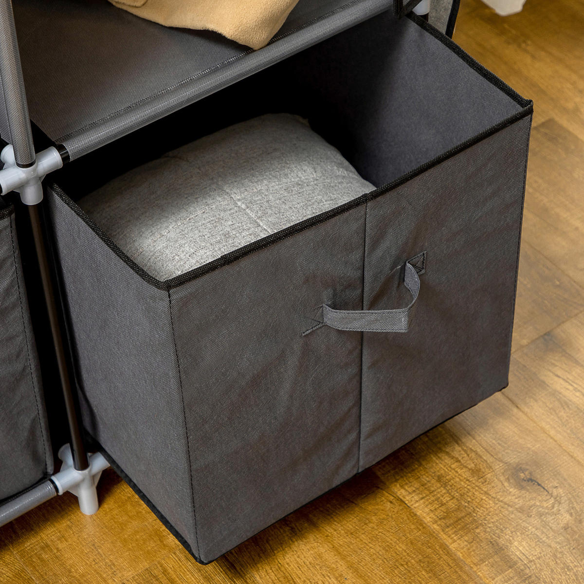 HOMCOM Kleiderschrank dunkelgrau Polypropylen B/H/L: ca. 43x125x162,5 cm Stoffschrank - dunkelgrau (162,50/43,00/125,00cm) - HOMCOM
