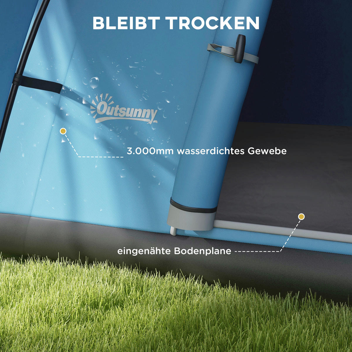 Outsunny Tunnelzelt B/H/L: ca. 300x198x550 cm Tunnelzelt - blau (550,00/300,00/198,00cm) - Outsunny
