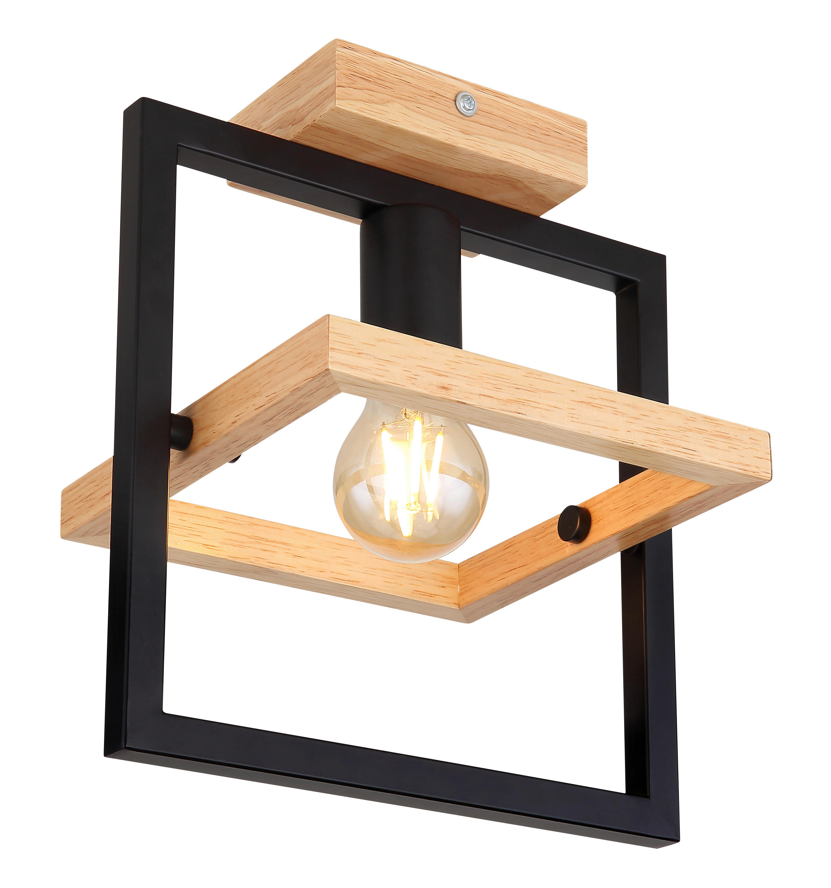 GLOBO Deckenleuchte dunkelbraun Holz B/H/T: ca. 19,8x28x25 cm E27 1 Brennstellen ERICA - dunkelbraun (19,80/28,00/25,00cm) - GLOBO