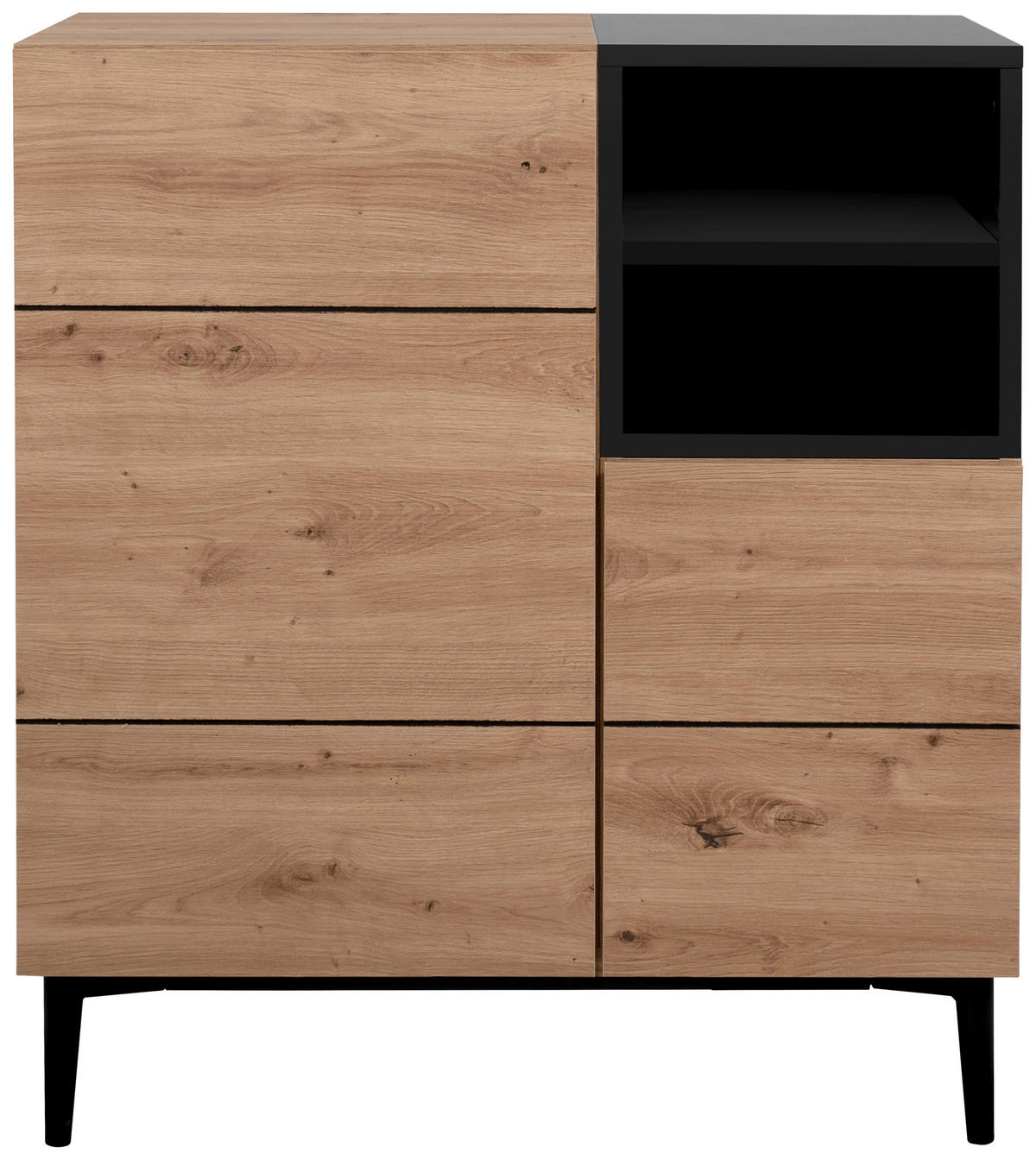 Kommode Nola Eiche Artisan Nachbildung schwarz B/H/T: ca. 80x90x42 cm Nola - Eiche/schwarz (80,00/90,00/42,00cm)