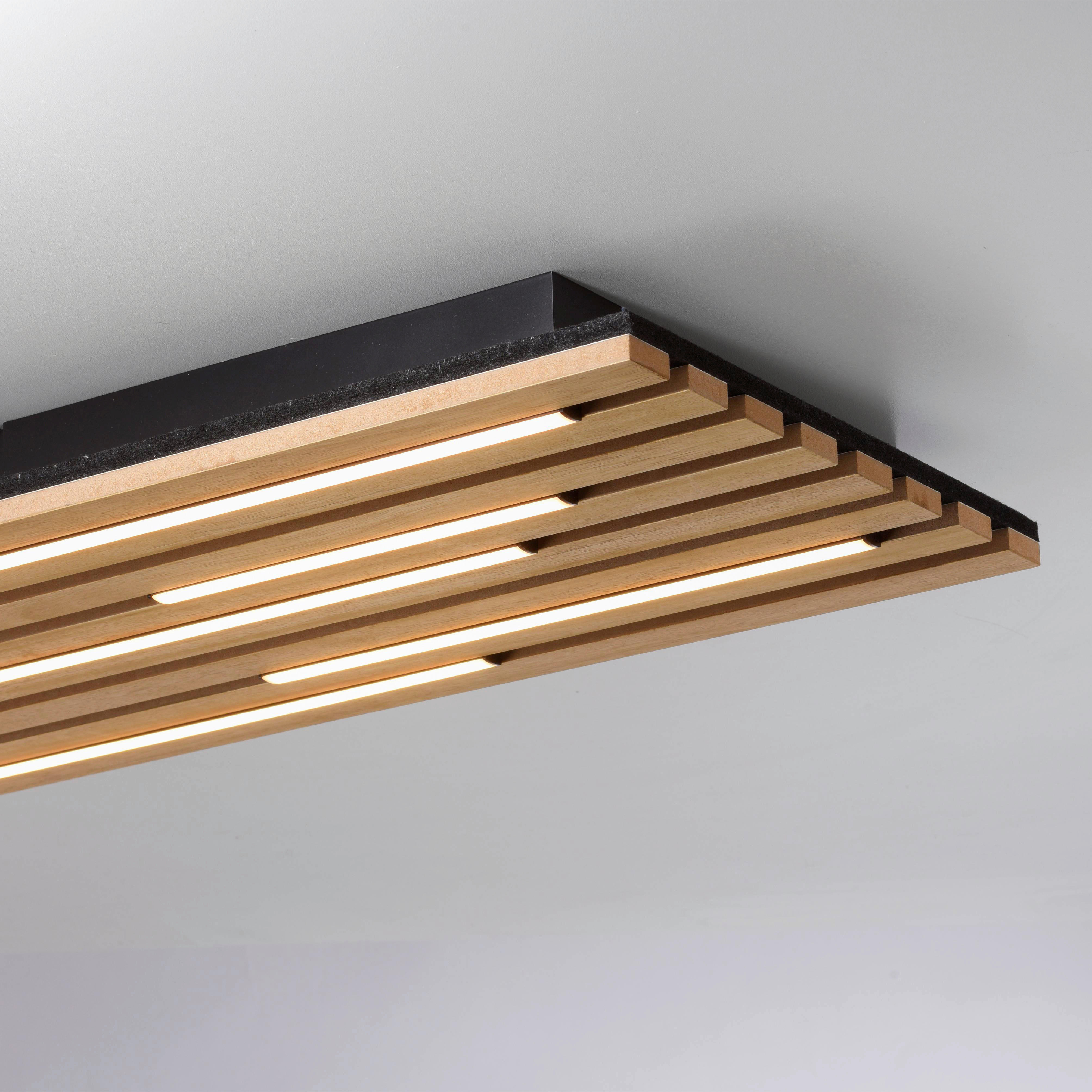 Just Light Deckenleuchte Eiche B/H/L: ca. 30x5x80 cm Deckenleuchte_Akustik - Eiche (80,00/30,00/5,00cm) - Just Light