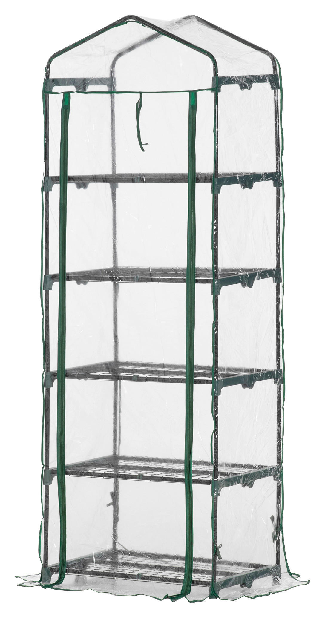 Outsunny Mini-Gewächshaus Mit 5 Regalen B/H/L: ca. 49x193x69 cm Mini-Gewächshaus_mit_5Regalen - grün/transparent (69,00/49,00/193,00cm) - Outsunny