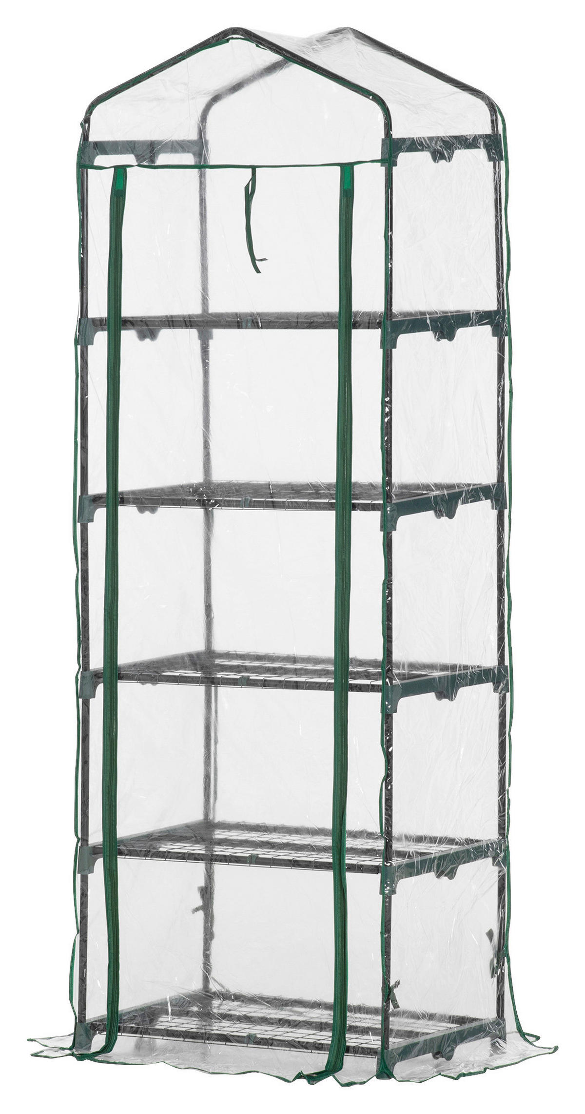 Outsunny Mini-Gewächshaus Mit 5 Regalen B/H/L: ca. 49x193x69 cm Mini-Gewächshaus_mit_5Regalen - grün/transparent (69,00/49,00/193,00cm) - Outsunny