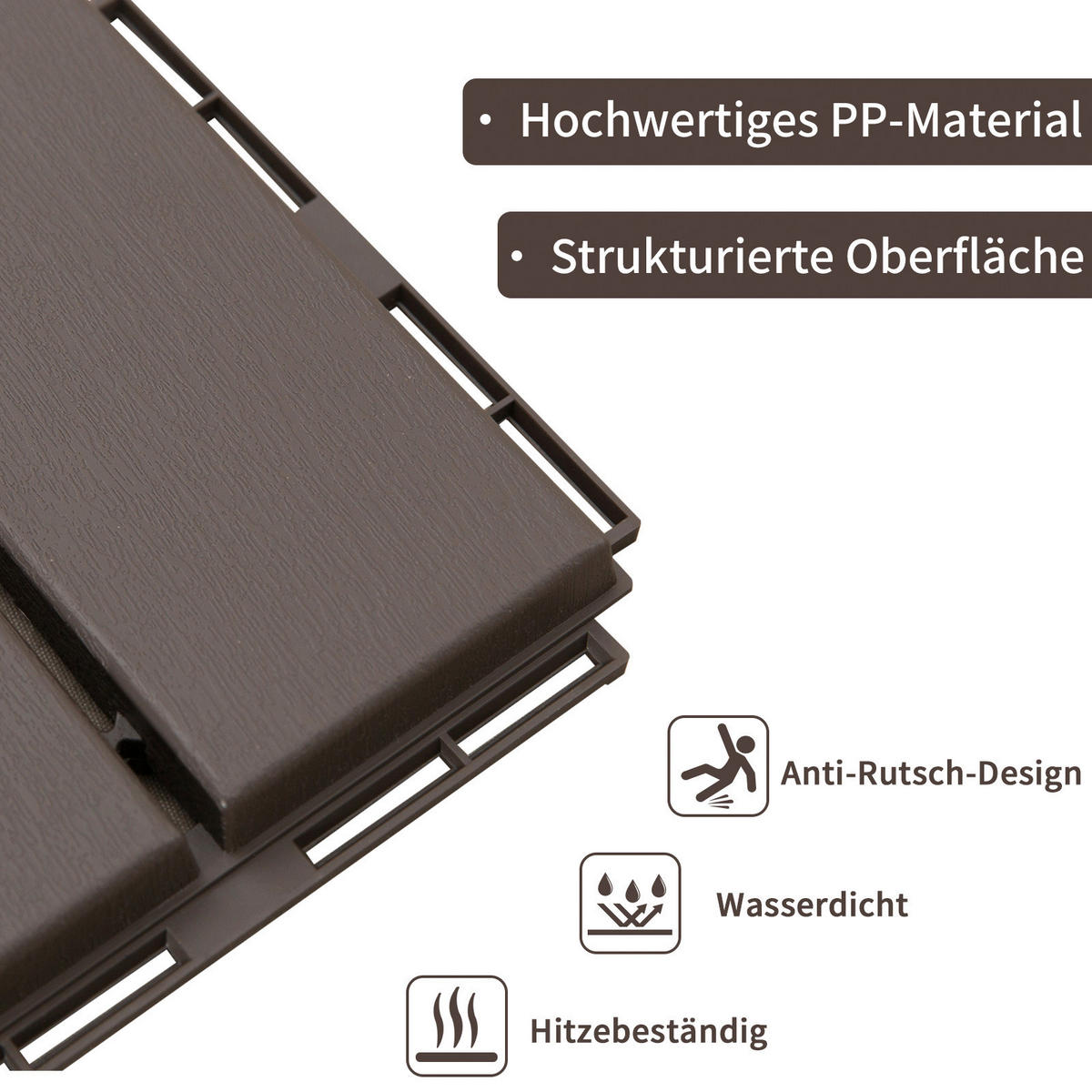 Outsunny Terrassenfliese braun B/L: ca. 30x30 cm Terrassenfliese - braun (30,00/30,00/2,00cm) - Outsunny