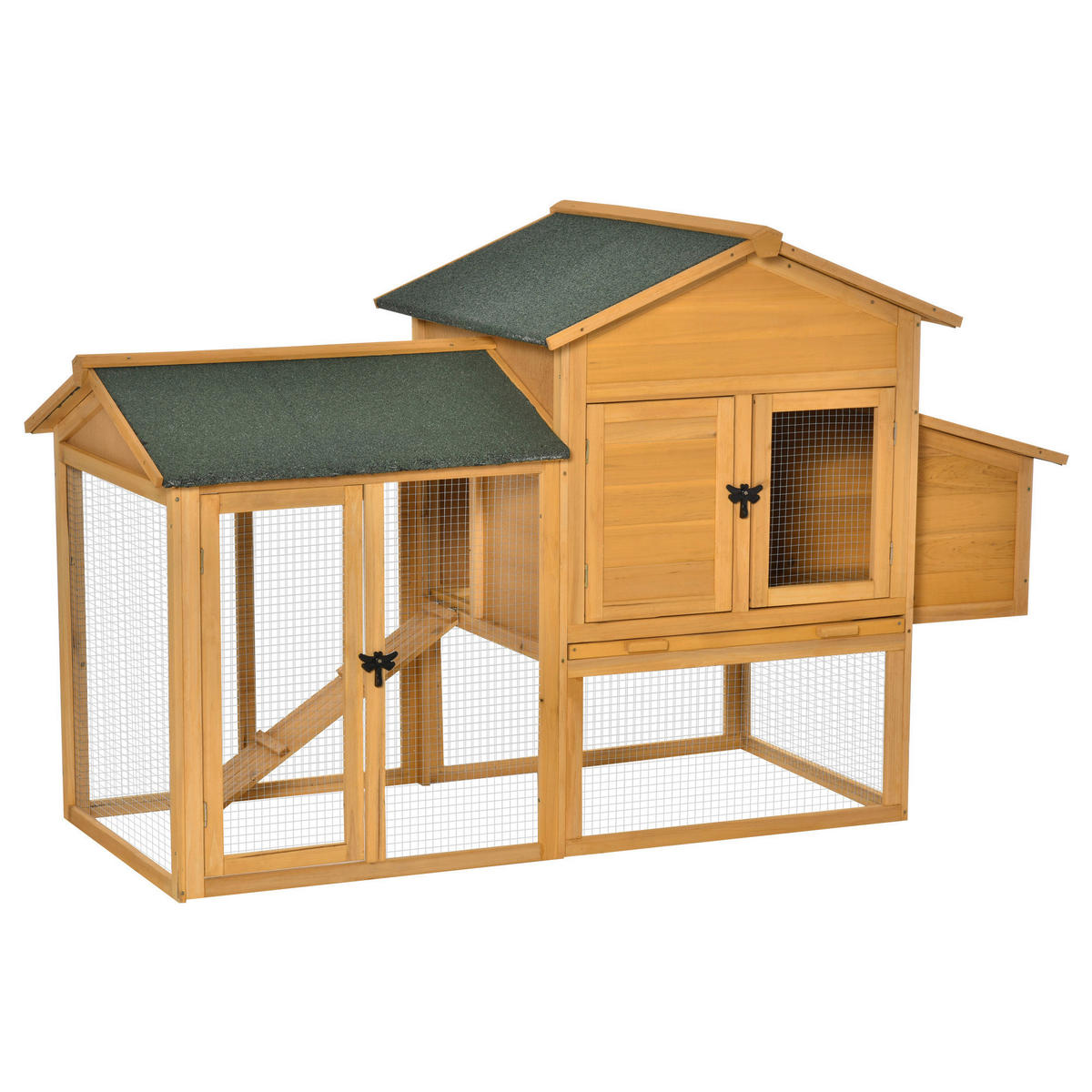 PawHut Stall grün Holz B/H/L: ca. 75x168x103 cm Hühnerstall - gelb/grün (103,00/75,00/168,00cm) - PawHut