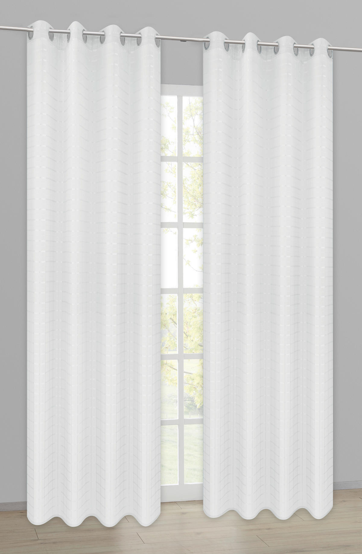 Ösenvorhang Check weiß B/L: ca. 135x245 cm Check - weiß (135,00/245,00cm) - POCOline