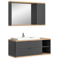 Badezimmer-Set Nuaro anthrazit Nox Oak Nachbildung B/H/T: ca. 130x190x31 cm Nuaro - anthrazit (130,00/190,00/31,00cm) - xonox.home